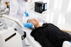 Patient starting Hydrafacial steps