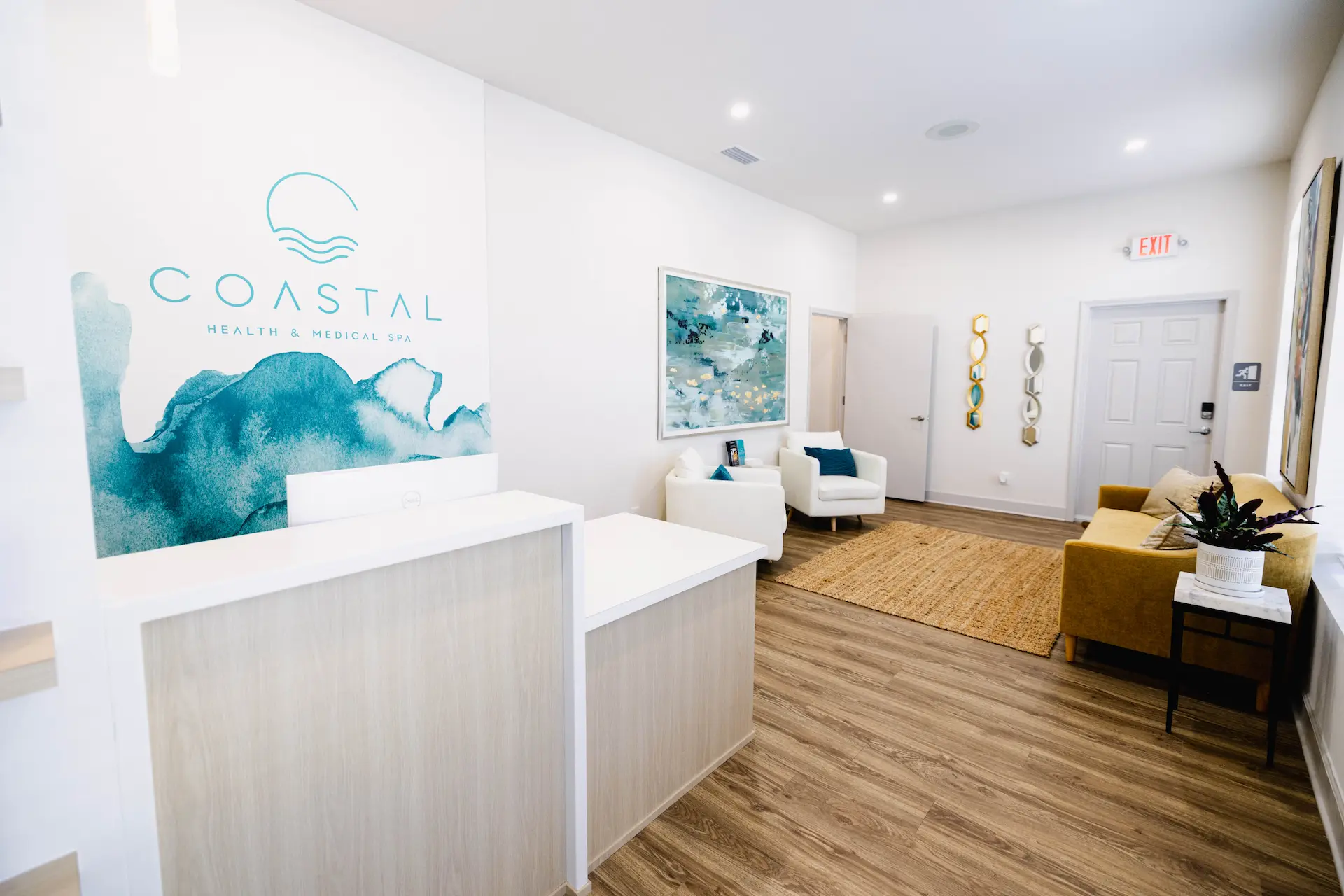 Clean, professional medical spa treatment room with neutral tones at Coastal Health & Medical Spa in Jacksonville