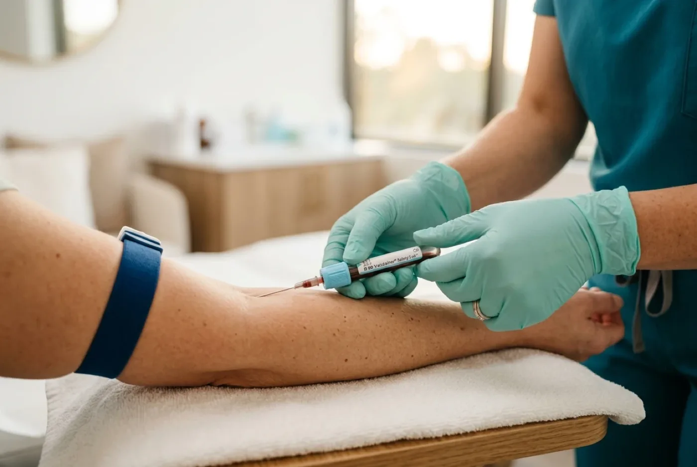 Close-up of a blood draw for a comprehensive micronutrient panel at Coastal Health & Medical Spa in Jacksonville, FL