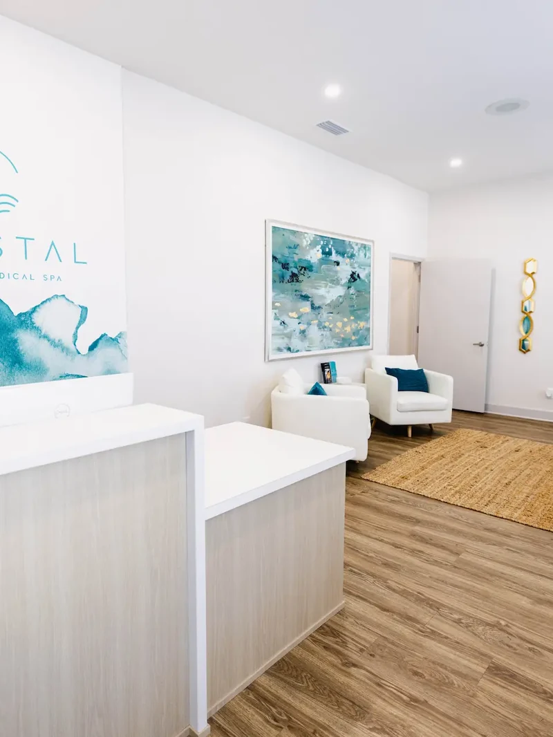 The front desk and lobby at Coastal Health & Medical Spa in Jacksonville, FL, where lymphatic drainage facial patients check in