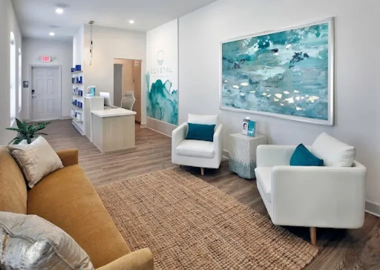 The waiting lounge at Coastal Health & Medical Spa in Jacksonville, where nose filler patients return for their two-week check
