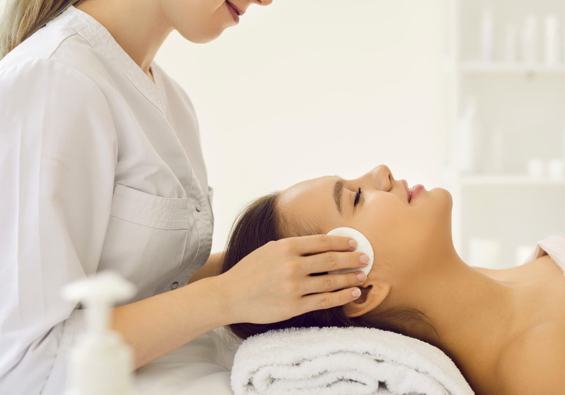 Woman preparing for a treatment in a Jacksonville med spa