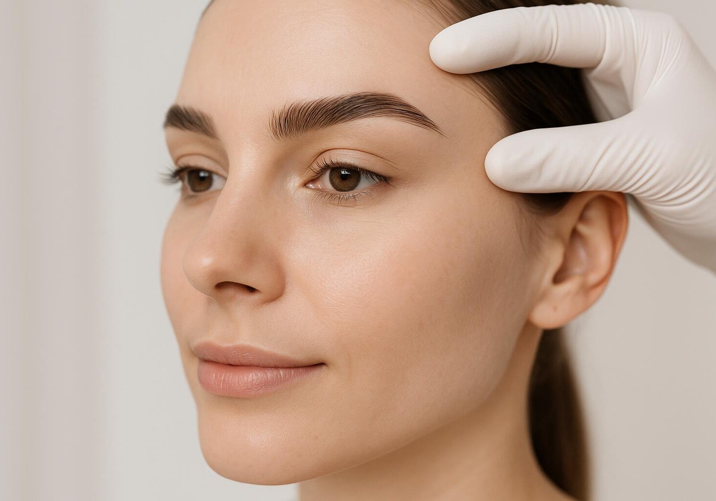 A woman's eye and brow area, illustrating the ideal placement for a subtle Botox brow lift to open up the eyes for a refreshed look.